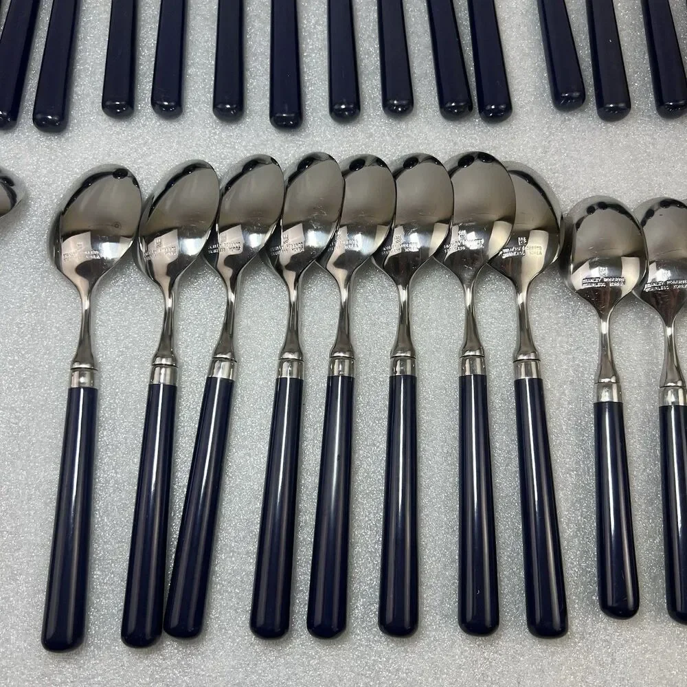 Stanley Roberts SPECTRUM Navy Blue Stainless Korea Flatware 44 Pcs 8 Setting MCM